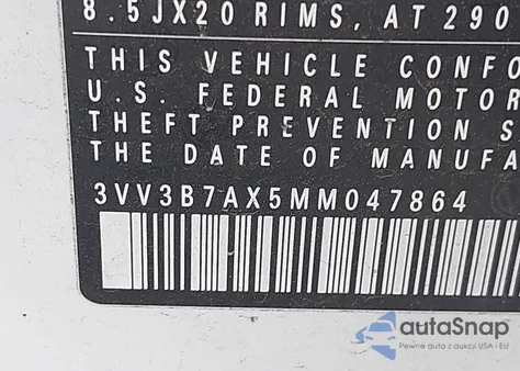 2021 Volkswagen Tiguan 2.0T Se/2.0T Se R-Line Black/2.0T Sel из США, поврежденный, VIN 3VV3B7AX5MM047864